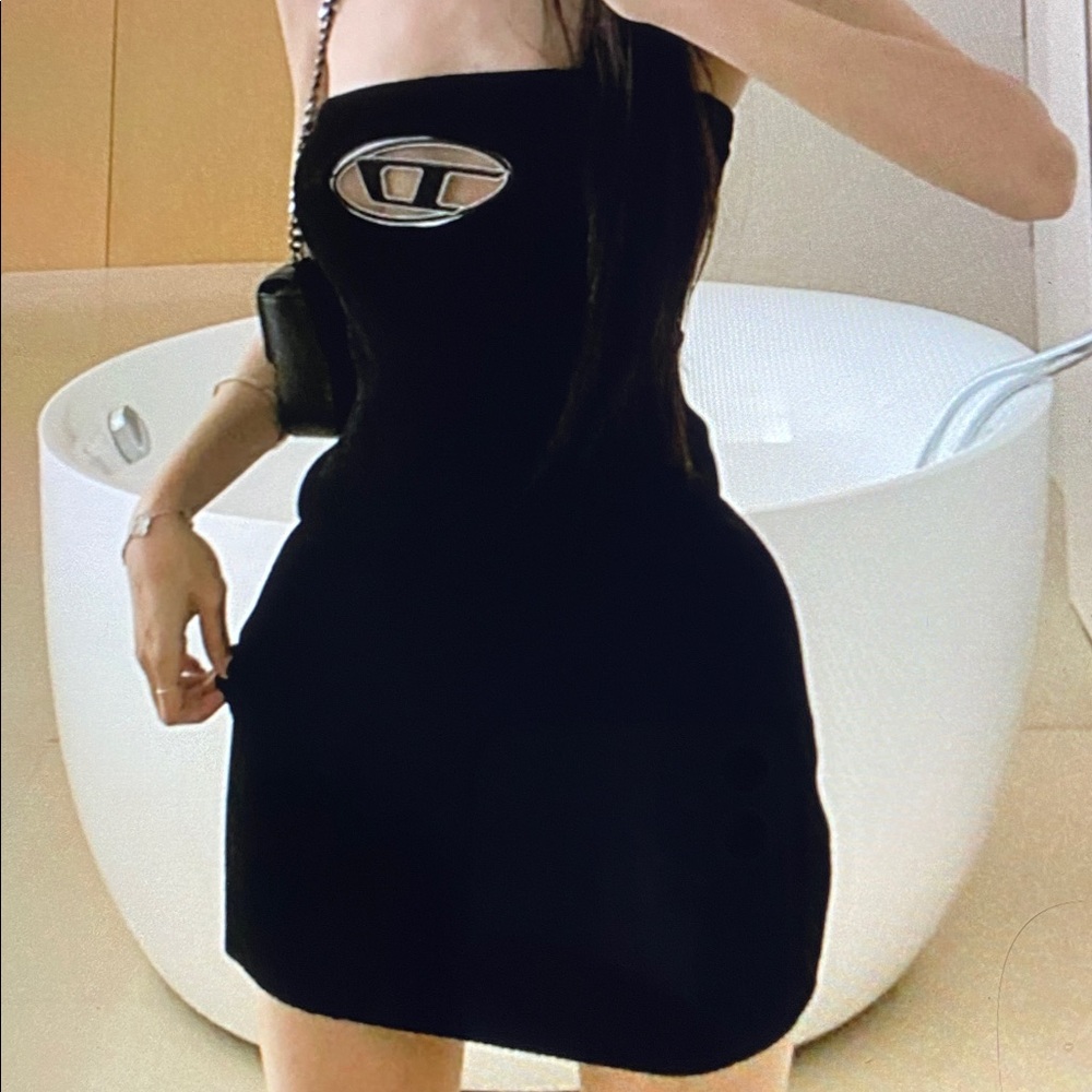 Diesel black dress with silver logo - Picture 4 of 8